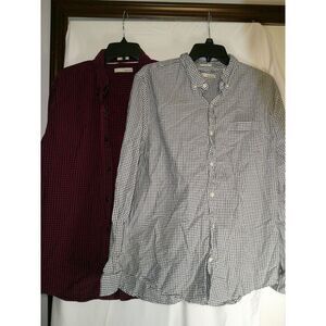 Hawker Rye‎ Gingham Check Button-Down Shirts Bundle - Black/White and Red/Blue